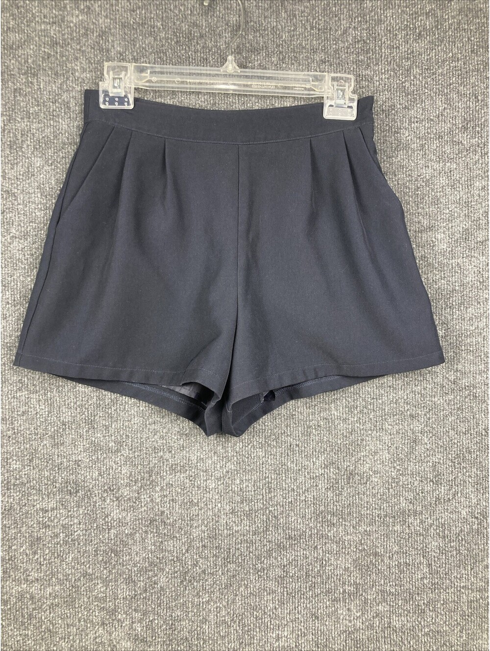 Almost Pink Womens Size Small Black Lined Side Zip Pleated Dress Shorts EUC